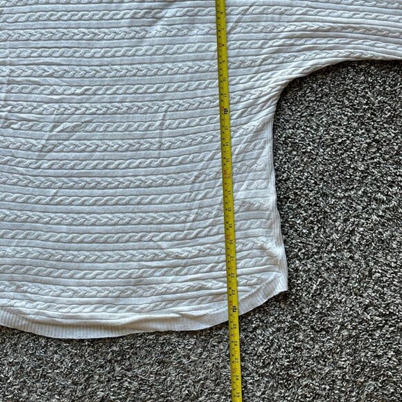 Soft White Cable Knit Sweater, Womens Medium Cozy Market & Spruce Knit Pullover - Picture 4 of 6